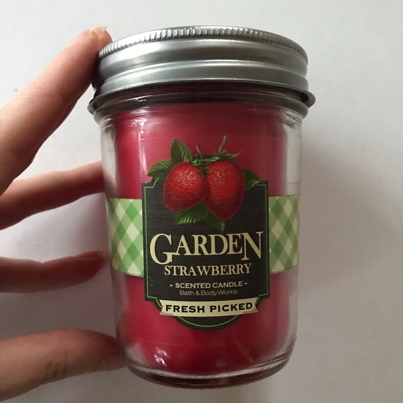 Rare Garden Strawberry BBW Mason Jar Candle